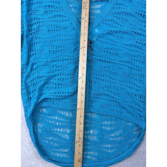 NEW Dolce Cabo Women's Sweater Aqua Blue Crochet Button Long Sleeve Small - Picture 7 of 11